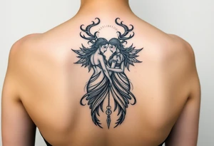 Goddesses Hecate and Freya intertwined by magic. With both feminine and masculine qualities. tattoo idea