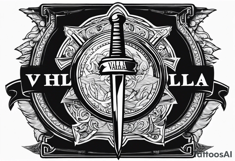 Valhalla sword shield lightning tattoo idea