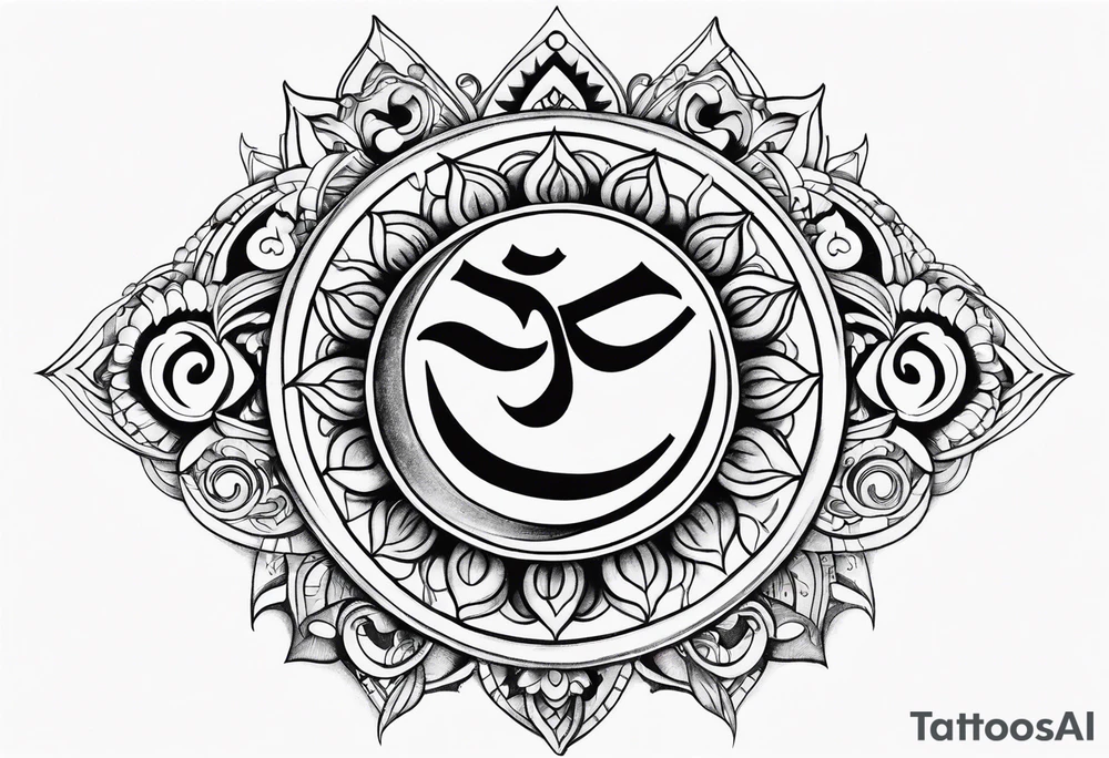 sunrays and om on neck tattoo idea