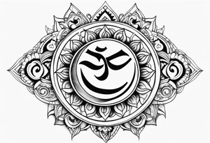 sunrays and om on neck tattoo idea