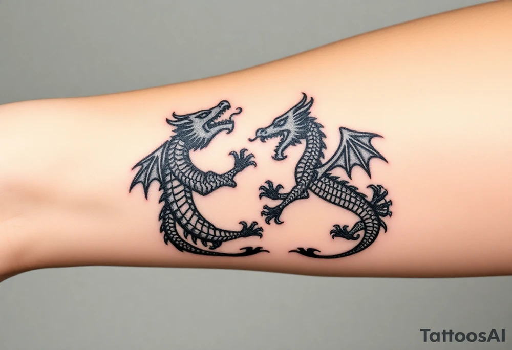 2 dragons symbolizing inner conflict tattoo idea