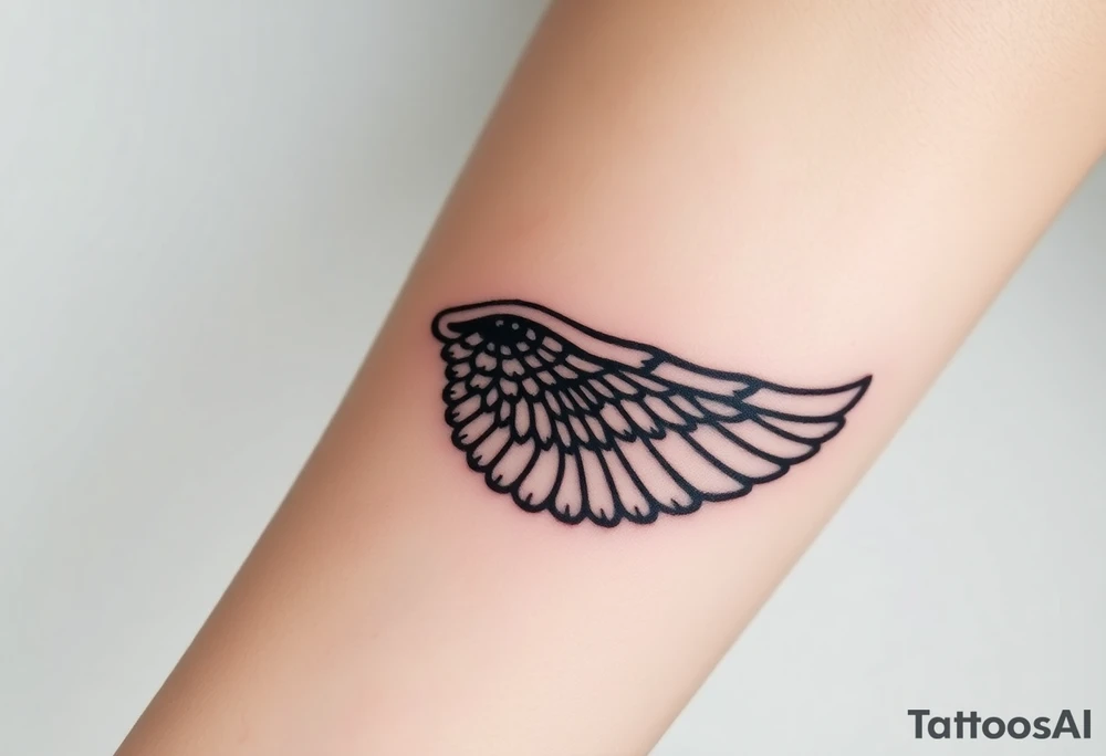 Mended Wing (kintsugi)
A feathered wing with fine hairline “cracks” that are filled (not shattered) in a gold-effect line. Reads: healed + stronger.
Tiny text option along the radius: “grace made strong” (2 Cor 12:9) or simply “still rising.” tattoo idea