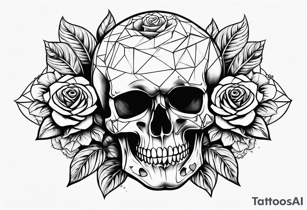 skull and roses tattoo idea