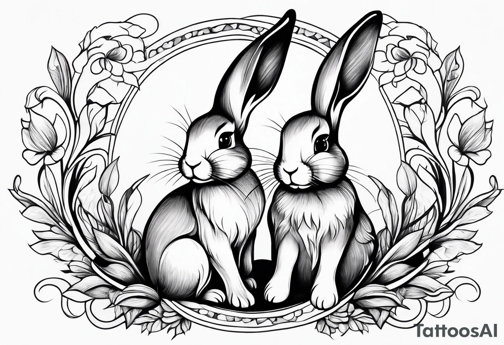 Mum and baby bunny tattoo idea