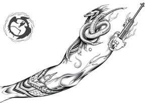I want to incorporate a firefighter and Marine corps logo. I like snakes, rifles, guns, flames tattoo idea