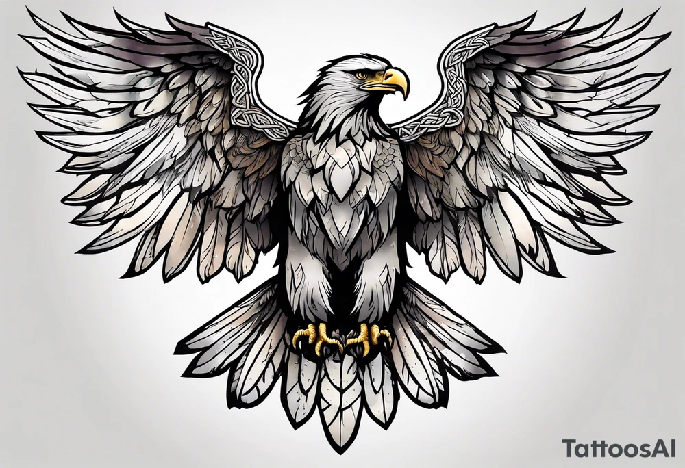 Celtic Eagle with wings spread tattoo idea