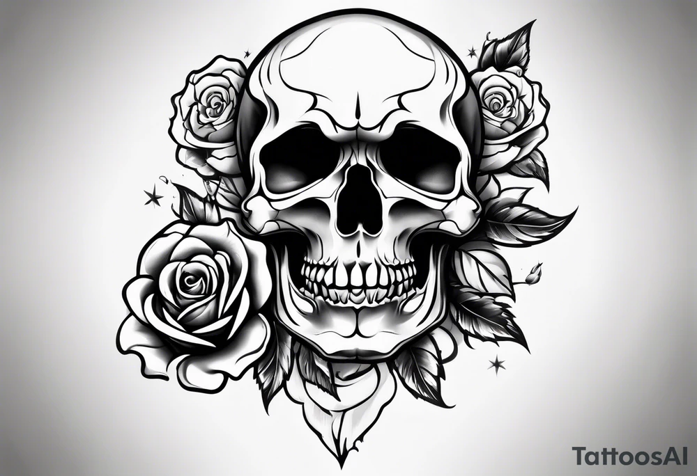 skull and roses tattoo idea