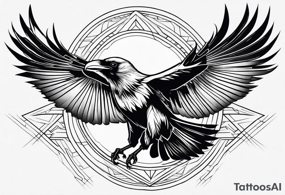 outline with straight lines of a flying raven tattoo idea outline with straight lines of a flying raven tattoo idea