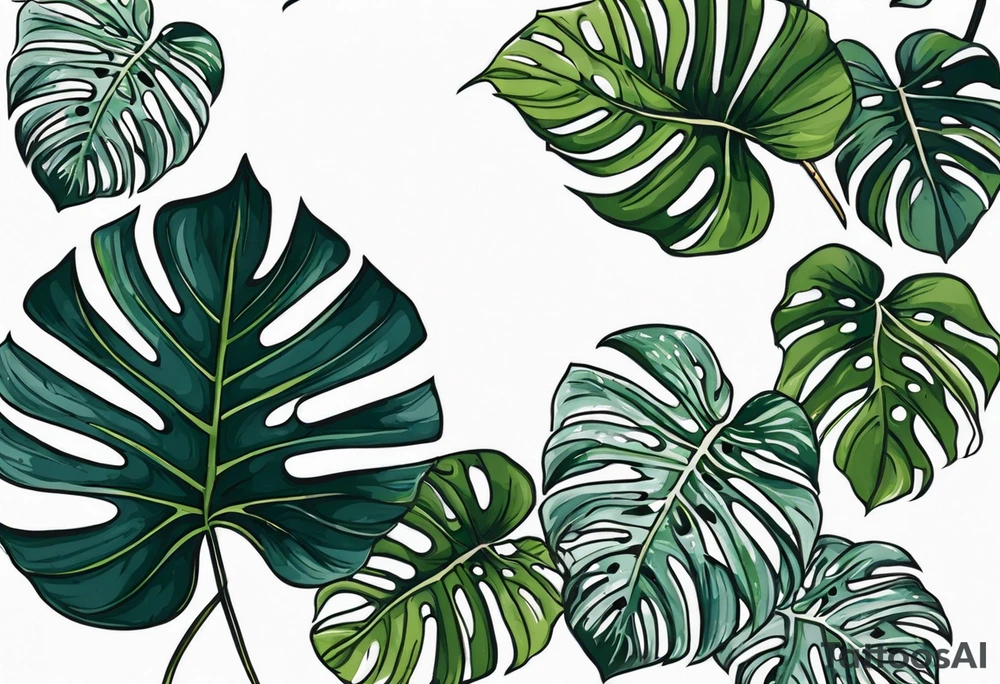 a group of monstera leaves tattoo idea