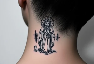 virgin mary in a russian wilderness setting tattoo idea