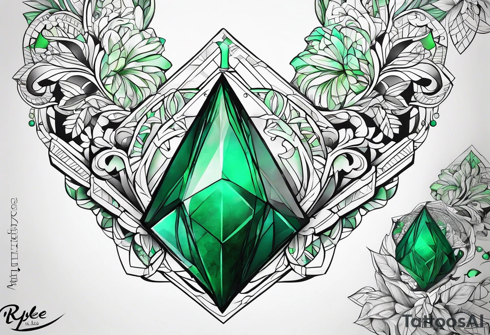 The name scripted Rylee with an emerald tattoo idea