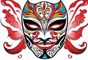 Male masquerade mask with red smoke tattoo idea