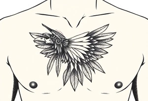 Native American chest in full color male left peck tattoo idea
