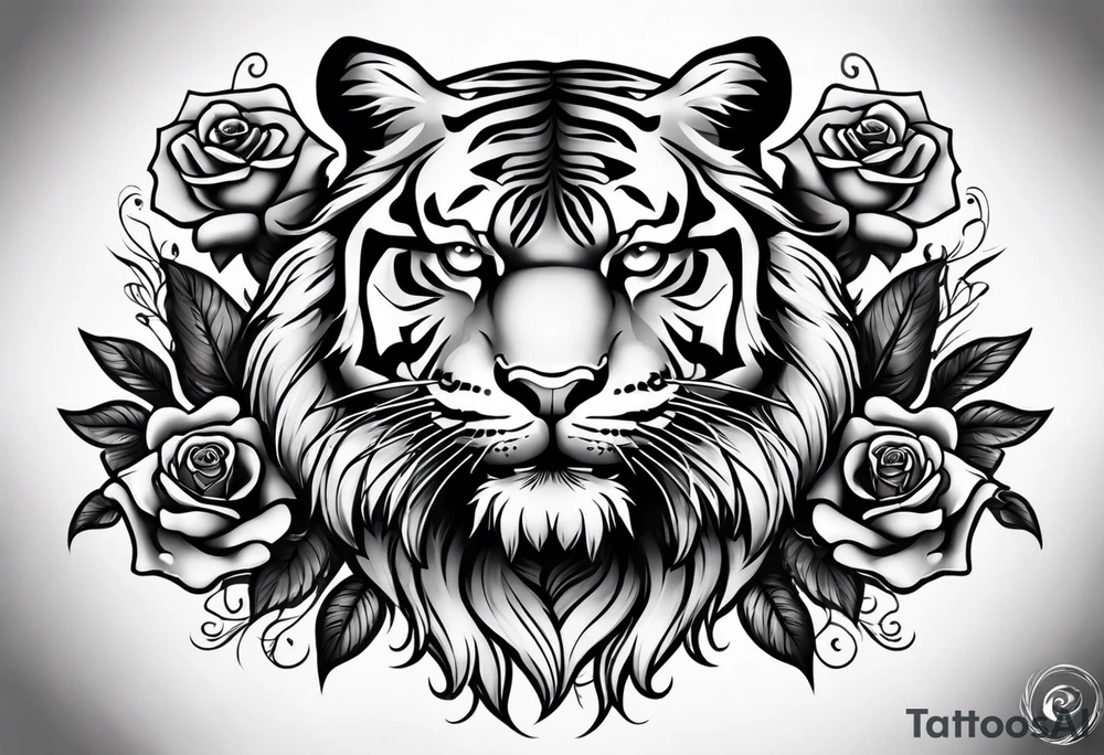 tiger forearm with rose tattoo on hand tattoo idea