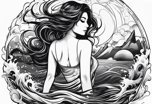 girl on her back floating in water
aerial view tattoo idea