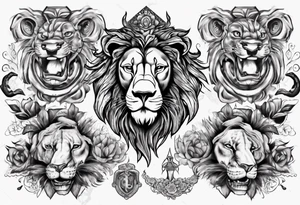 lion holding a khamssa with paw tattoo idea