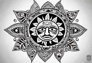 Taino tribal sun with the Puerto Rico, U.S. Virgin Islands, and Trinidad flags. tattoo idea