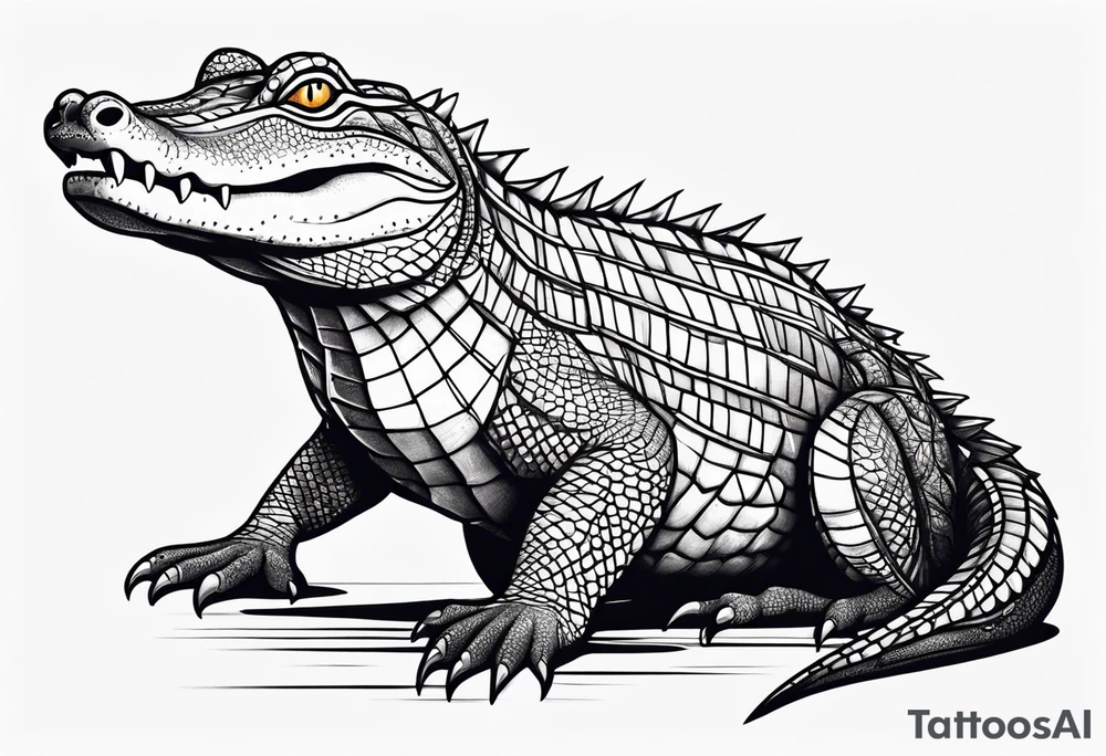 Full body Caiman with tail tattoo idea