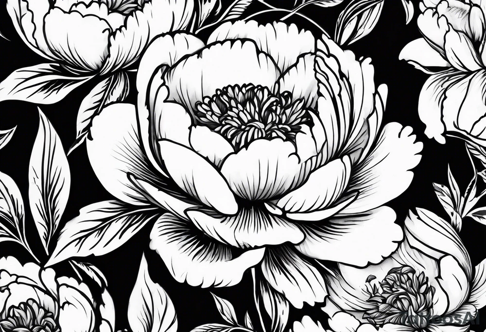 Peonies mystic eye tattoo idea