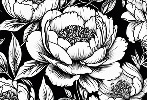 Peonies mystic eye tattoo idea