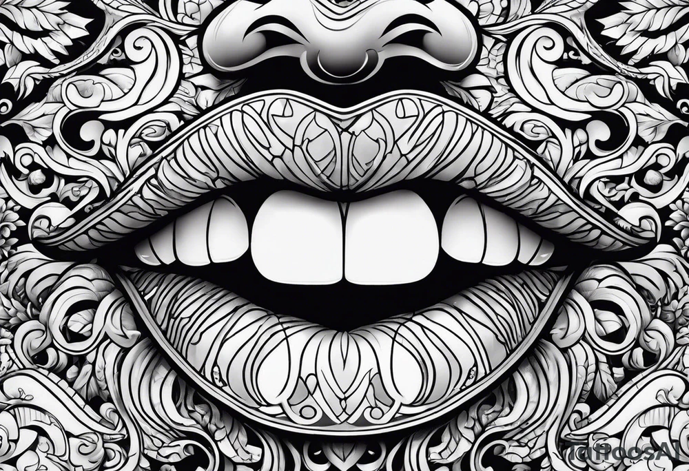 sexy open lips tattoo idea