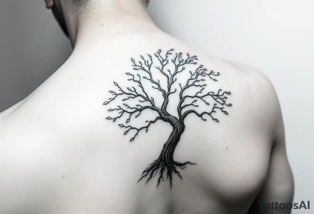 Flowing asymmetrical symbolic tree quarter sleeve on shoulder. Should not look realistic. tattoo idea