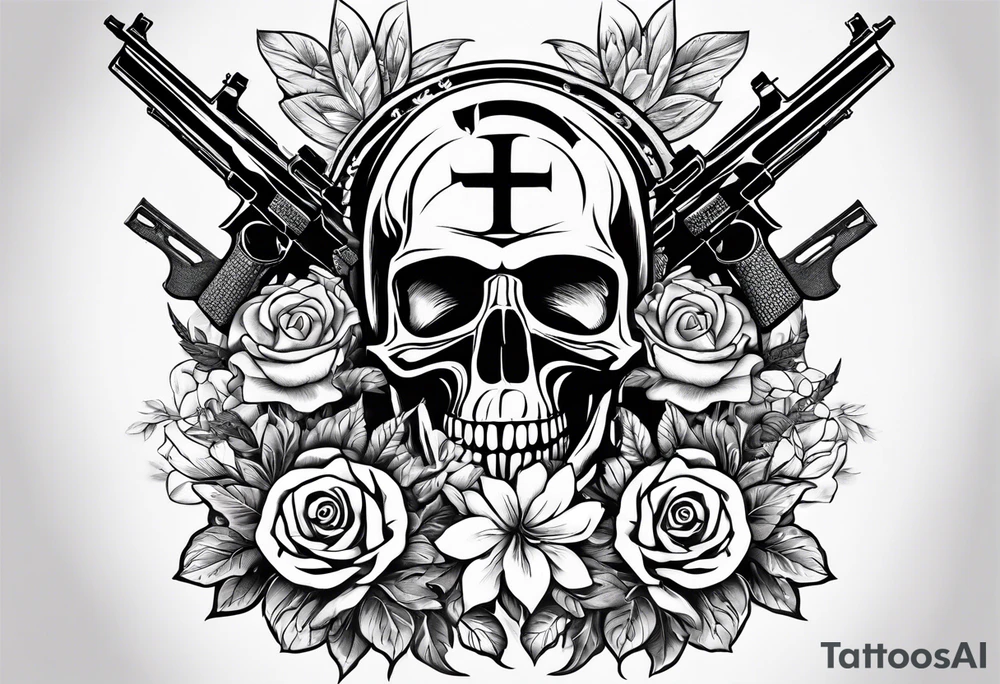 Anti war tattoo. Morphed. No peace sign, violence, flowers, rifles. tattoo idea