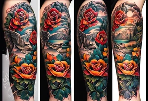 Full leg tattoo from hip to foot, straight design tattoo idea
