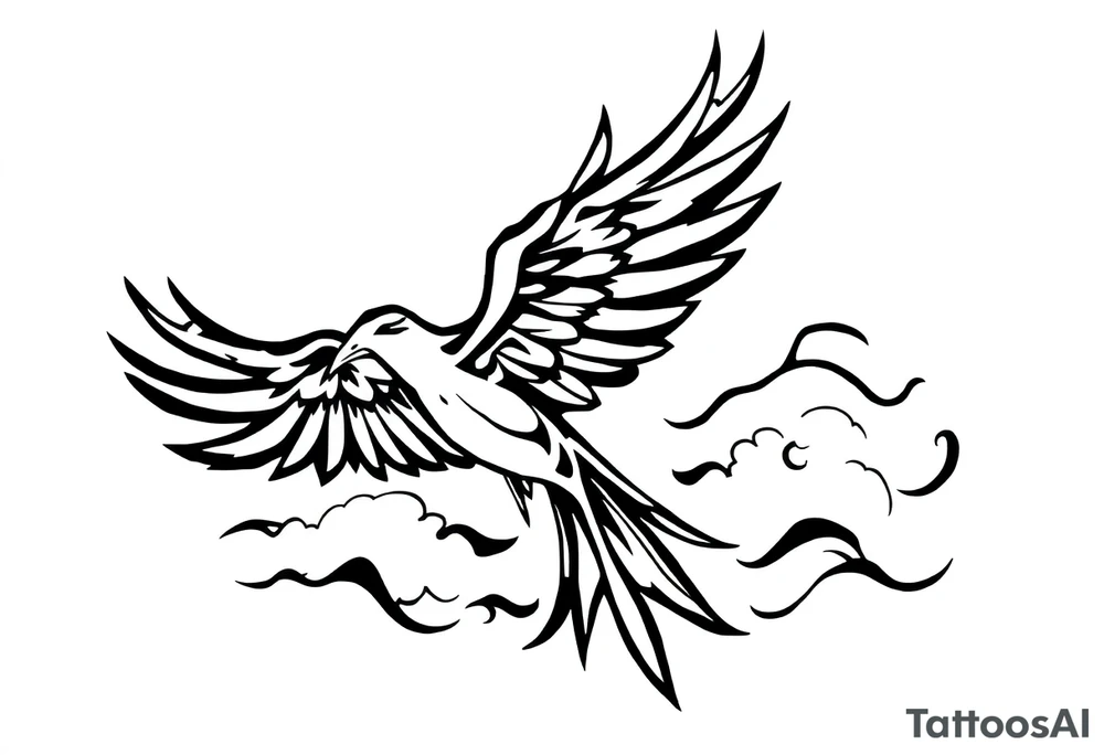 Birds flying in clouds tattoo idea