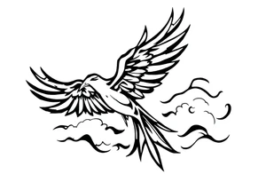 Birds flying in clouds tattoo idea
