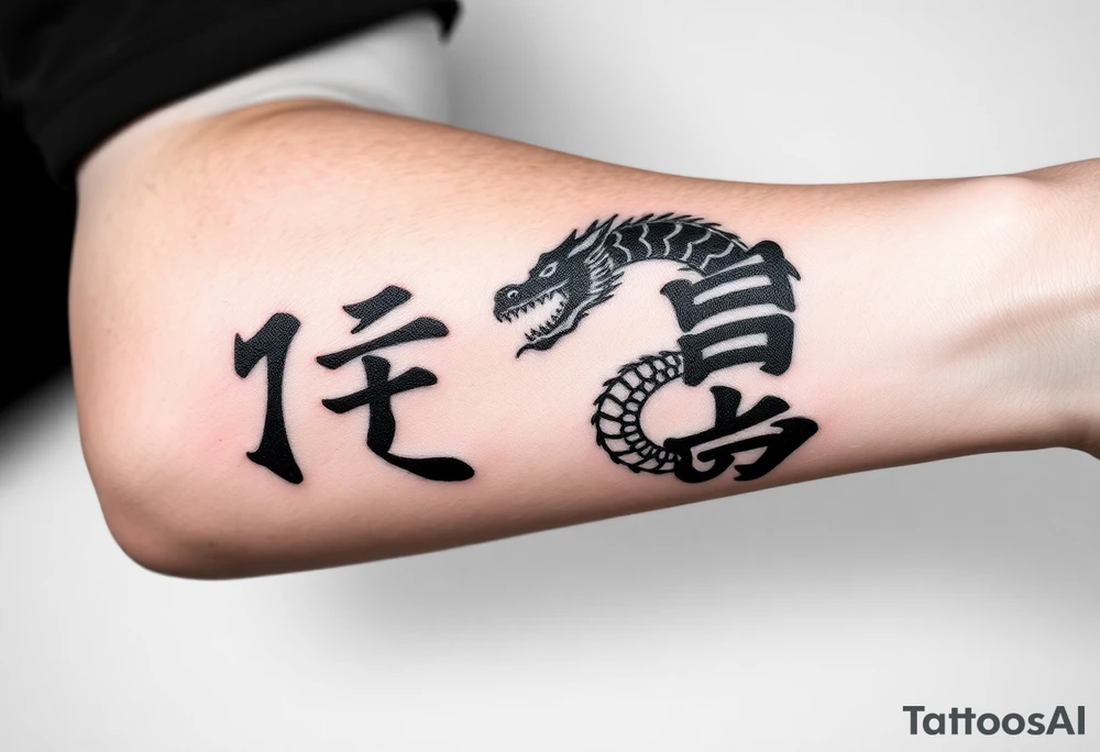 two kanjis with a dragon tattoo idea