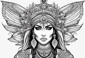 kali, alien goddess, valkrye, pirate, zenza, lotus, wing, pachamama, skull tattoo idea