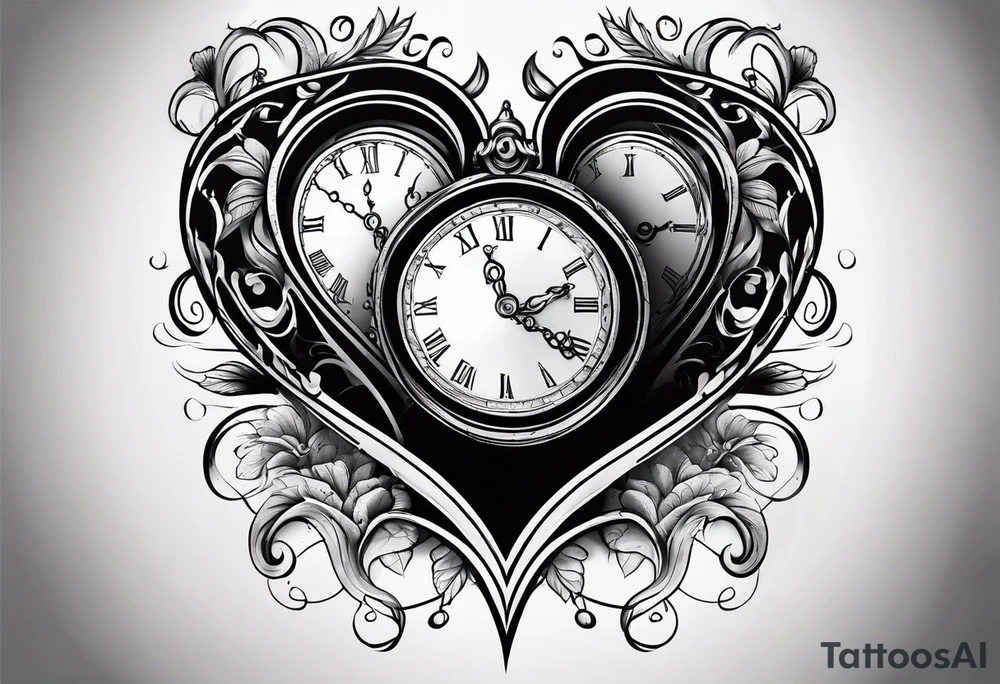 Heart with clock hands on 8 and 5 tattoo idea