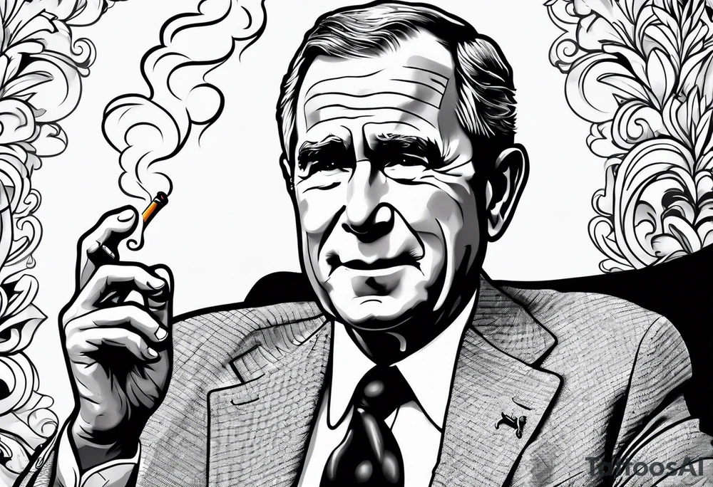 george bush smoking cigarette tattoo idea