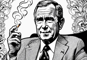 george bush smoking cigarette tattoo idea