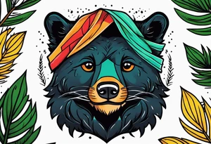 Pine forest black bear puma tattoo idea