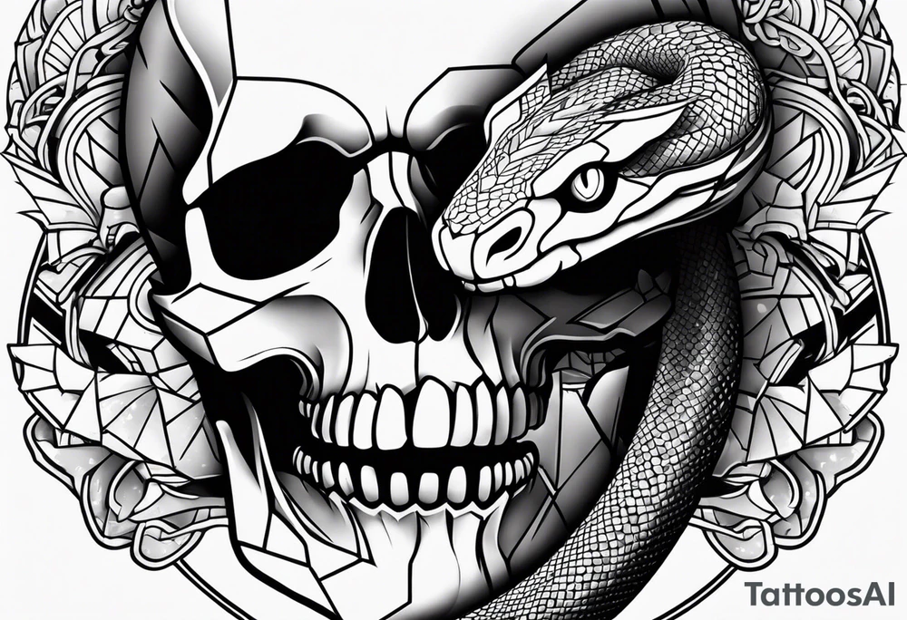 Snake Coming Out From A Broken Skull. tattoo idea