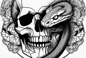 Snake Coming Out From A Broken Skull. tattoo idea