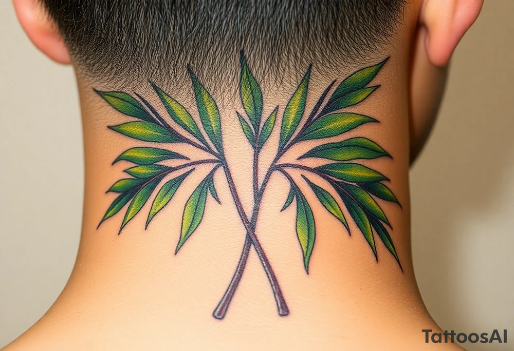 large woven palm leaves tattoo idea