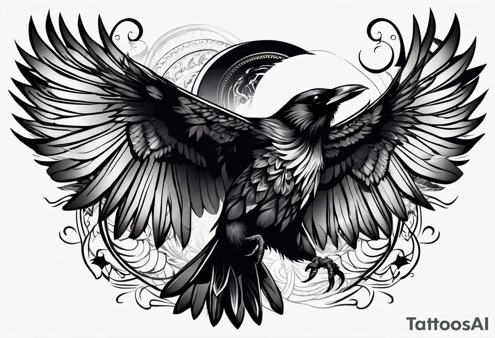 crow with open wings tattoo idea