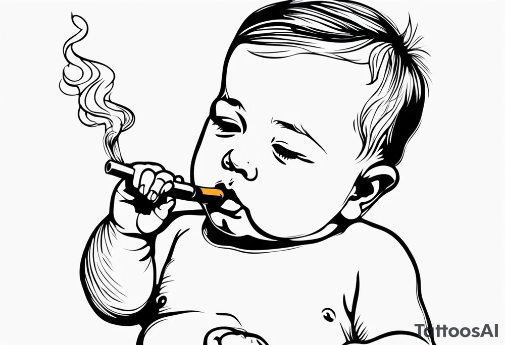 baby smoking tattoo idea