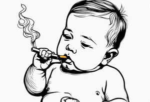 baby smoking tattoo idea