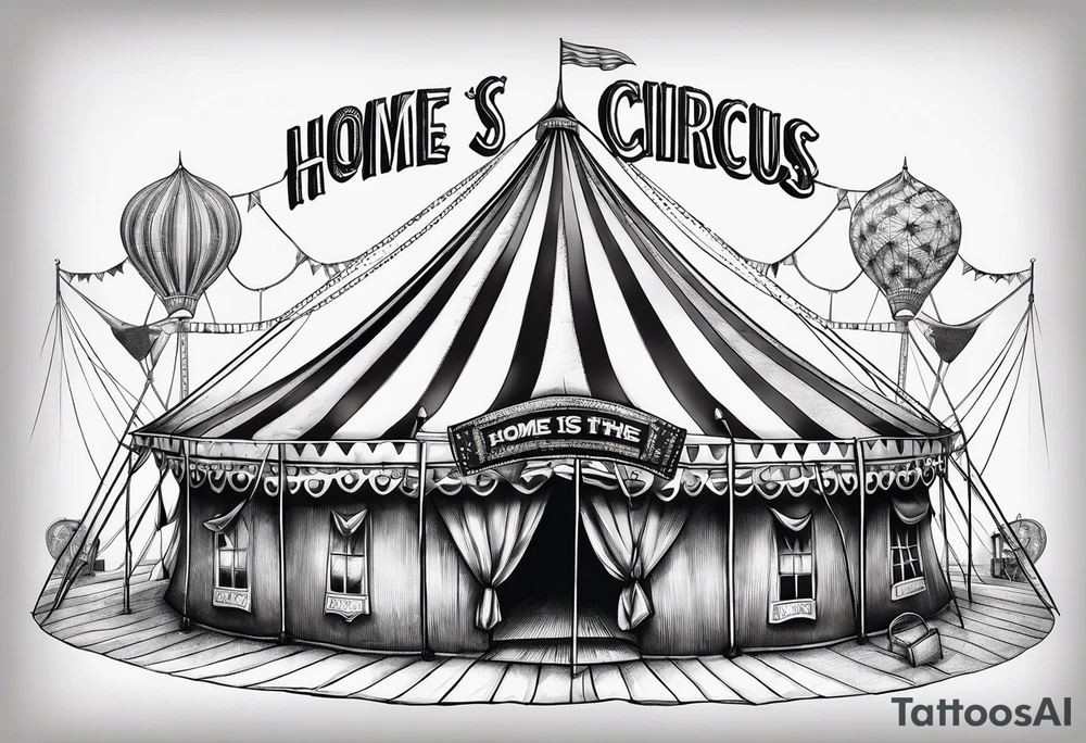 Big top circus tent with text home is where the is circus tattoo idea