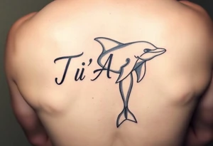 The name Ti'Asha with a dolphin for my mom favorite animal with the tattoo being somewhere on the arm or bicep tattoo idea