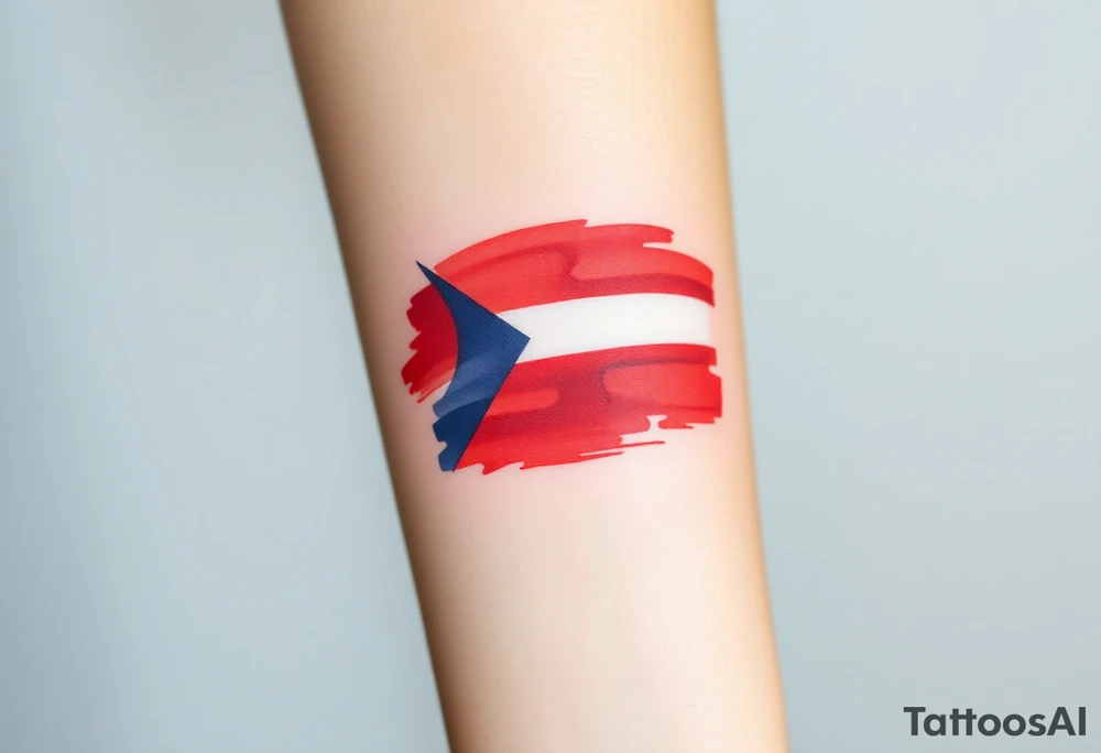 A stylized Czech flag in brushstroke style, with a hand-painted aesthetic and dynamic motion tattoo idea
