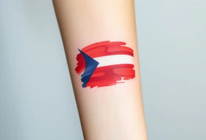 A stylized Czech flag in brushstroke style, with a hand-painted aesthetic and dynamic motion tattoo idea