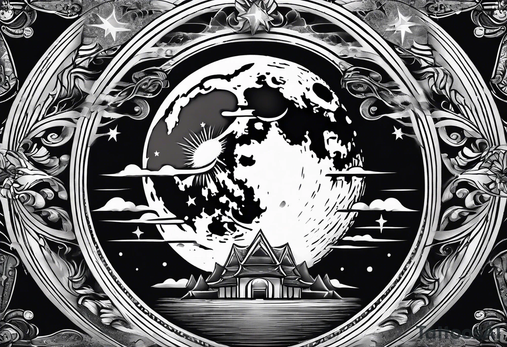 Moon background tattoo idea