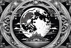 Moon background tattoo idea