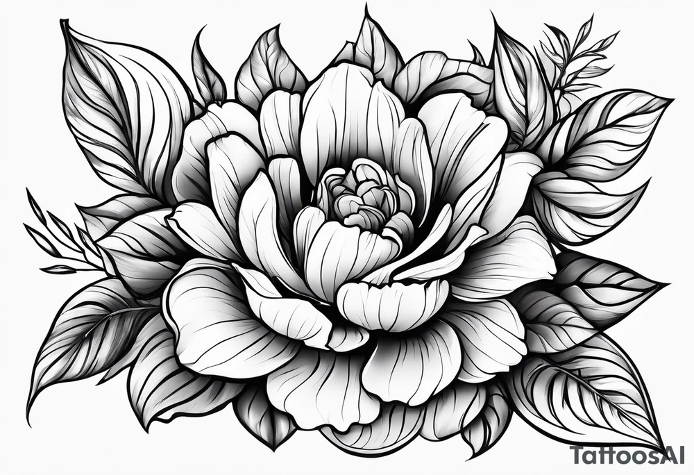 flowers with name anne and emile tattoo idea