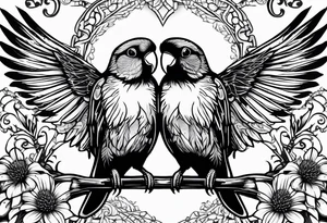 Combine LFC's Lovebird with a thistle and with MacLaren tartan tattoo idea